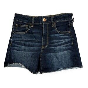 AEO Hi Rise Shortie Super Stretch Dark Denim Shorts